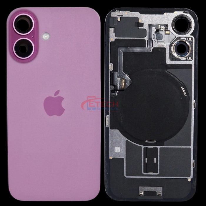 Apple iPhone 16 Repalcement Back Glass | NFC - Flash Flex | MagSafe Magnets | Reclaimed | Grade A | Pink