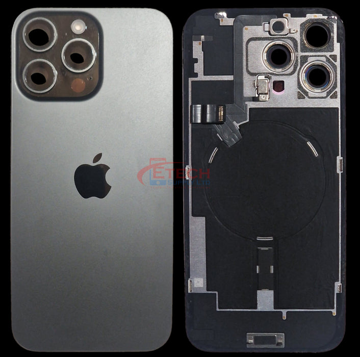 Apple iPhone 16 Pro Max Repalcement Back Glass | NFC - Flash Flex | MagSafe Magnets | Reclaimed | Grade A | Black Titanium