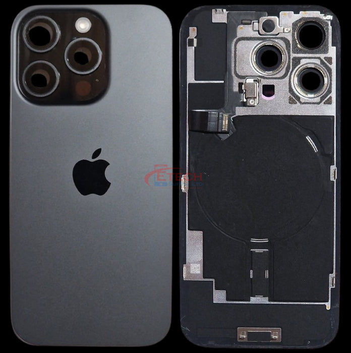 Apple iPhone 16 Pro Repalcement Back Glass | NFC - Flash Flex | MagSafe Magnets | Reclaimed | Grade A | Black Titanium