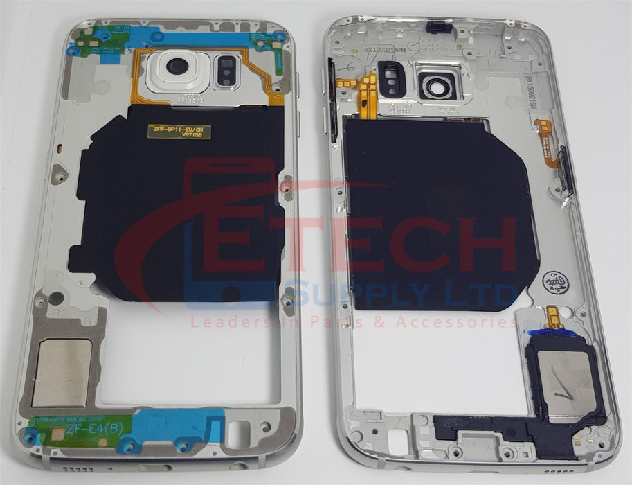 Samsung Galaxy S6 G920F Replacement Mid Frame Housing With Small Parts - White Pearl