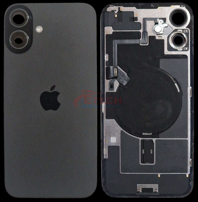 Apple iPhone 16 Plus Repalcement Back Glass | NFC - Flash Flex | MagSafe Magnets | Reclaimed | Grade A | Black