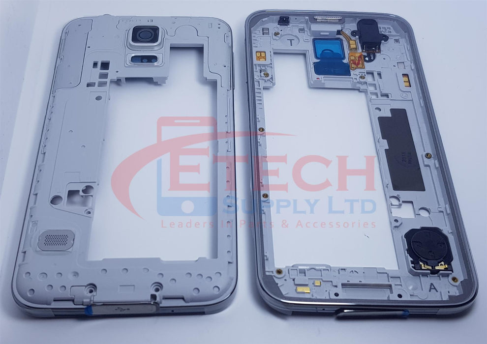 Samsung Galaxy S5 G900F Replacement Mid Frame Housing With Small Parts - Silver
