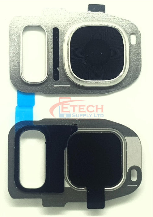 Samsung Galaxy S7 G930F / S7 Edge G935F Replacement Rear Camera Ring With Lens & Adhesive - Silver Titanium