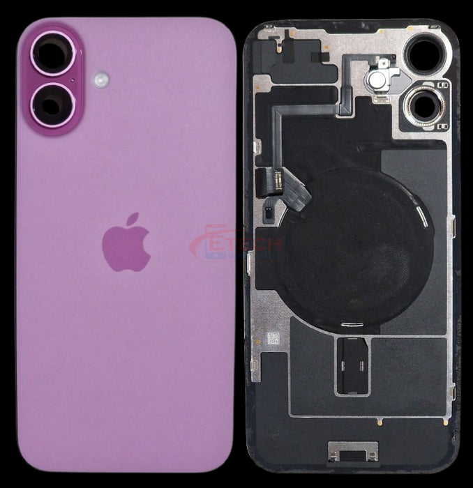 Apple iPhone 16 Plus Repalcement Back Glass | NFC - Flash Flex | MagSafe Magnets | Reclaimed | Grade A | Pink