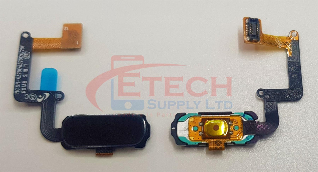 Samsung Galaxy A320F / A520F / A720F A3 A5 A7 2017 Replacement Home Button With Flex - Black Sky