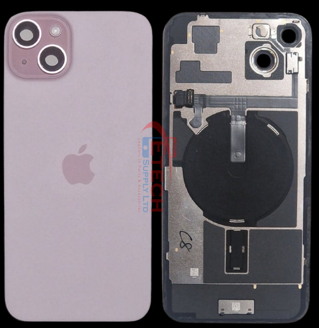 Apple iPhone 15 Plus Repalcement Back Glass | NFC - Flash Flex | MagSafe Magnets | Reclamed | Grade A | Pink