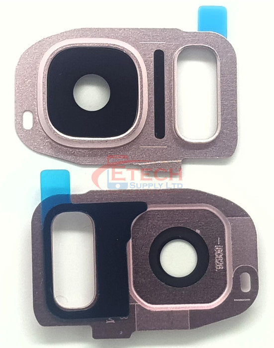 Samsung Galaxy S7 G930F / S7 Edge G935F Replacement Rear Camera Ring With Lens & Adhesive - Pink Gold