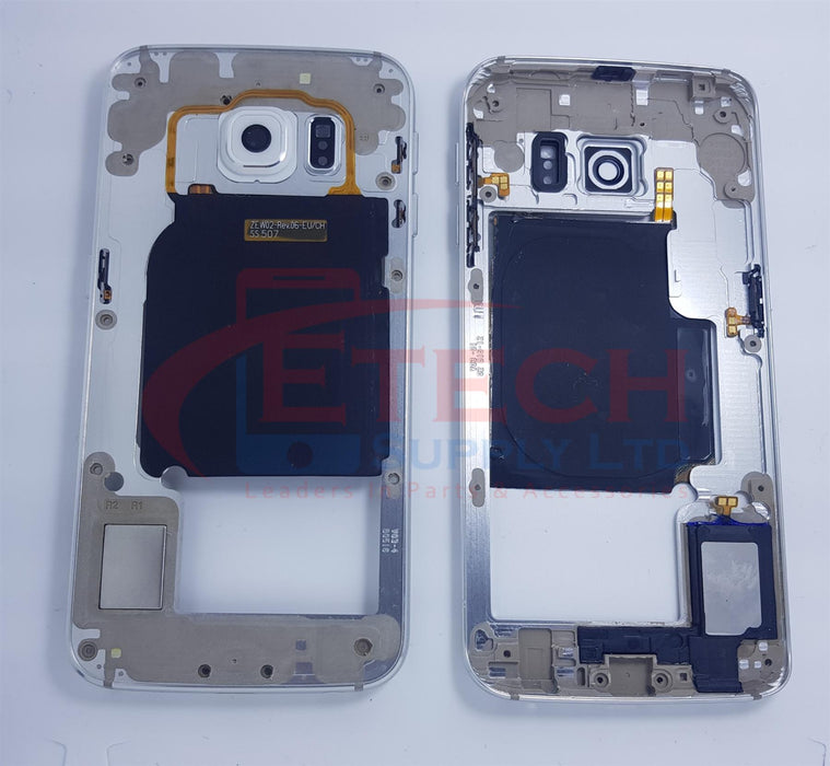 Samsung Galaxy S6 Edge G925F Replacement Mid Frame Housing With Small Parts - White Pearl