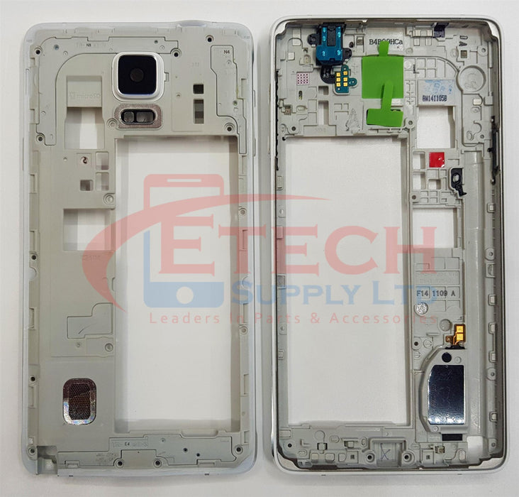 Samsung Galaxy Note 4 N910F Replacement Mid-Frame Housing With Small Parts - Frosted White