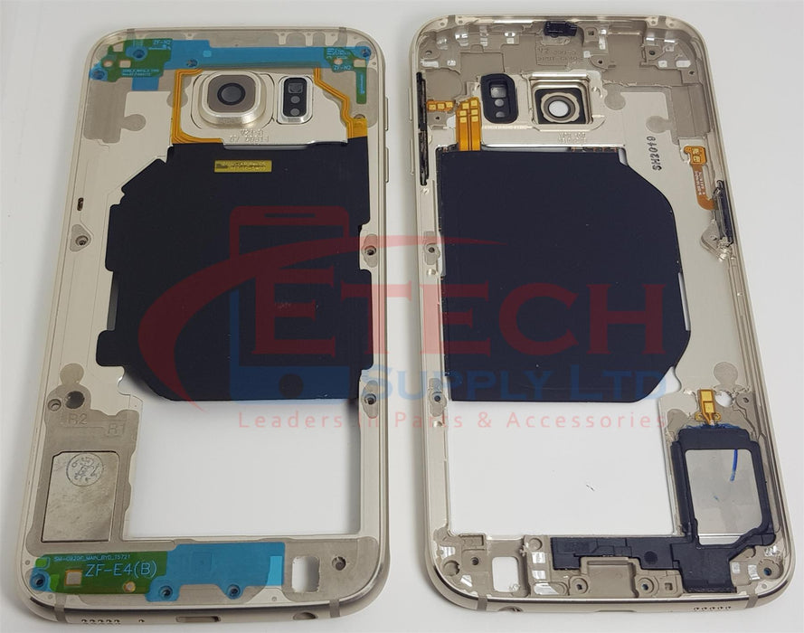 Samsung Galaxy S6 G920F Replacement Mid Frame Housing With Small Parts - Gold Platiunm