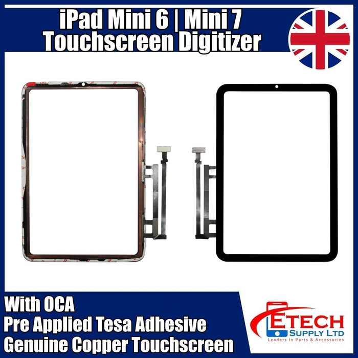 Apple iPad Mini 6 / Mini 7 Replacement Top Glass With Digitizer & OCA | Pre Applied Tesa Adhesive