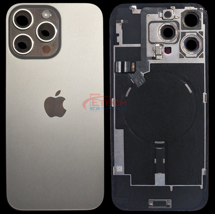 Apple iPhone 16 Pro Max Repalcement Back Glass | NFC - Flash Flex | MagSafe Magnets | Reclaimed | Grade A | Natural Titanium