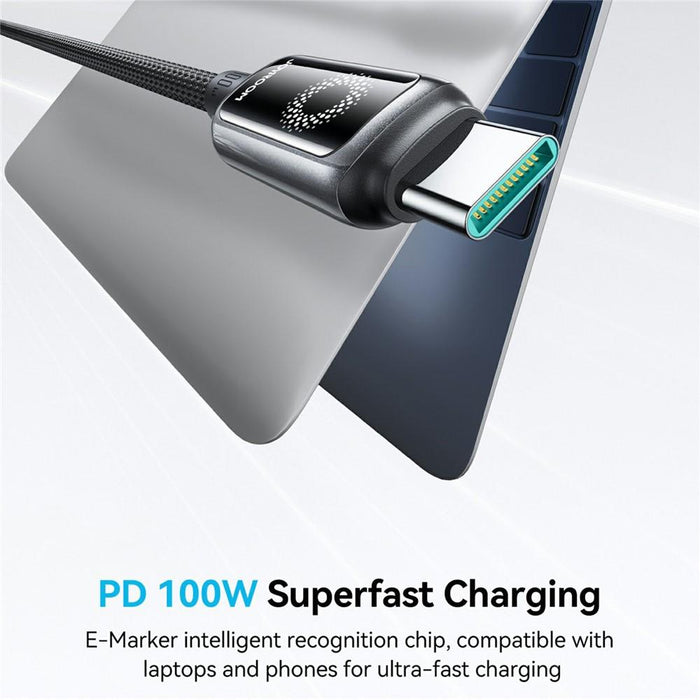 Joyroom S-A55 StarFlight Series 100W Auto Power-Off Fast Charging Cable | Type-C to Type-C | 1.2M | Black