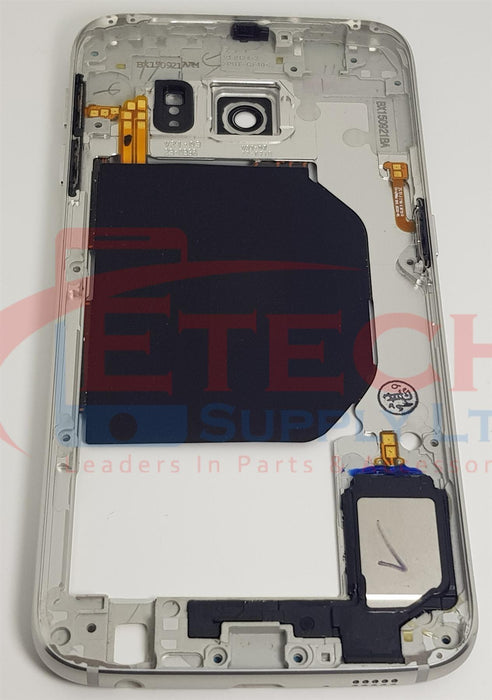 Samsung Galaxy S6 G920F Replacement Mid Frame Housing With Small Parts - White Pearl