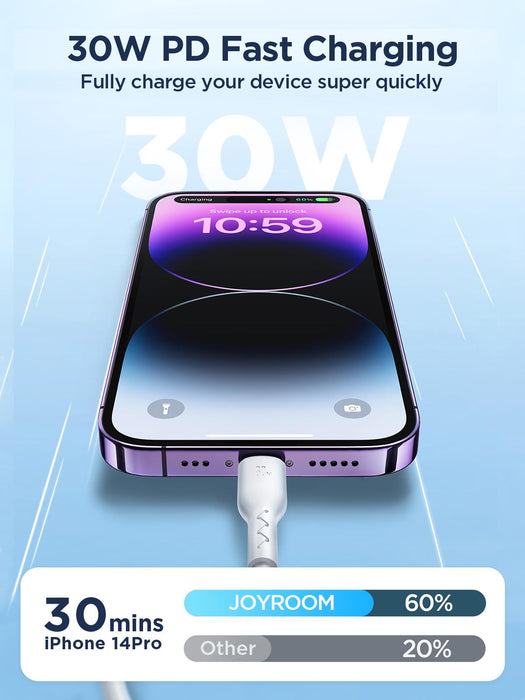 Joyroom S-A26-CL3 Flash-Charge Series 30W Fast Charging Cable | Type-C to Lightning | 1M | Black