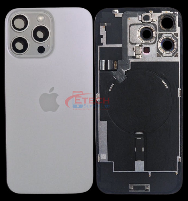 Apple iPhone 16 Pro Max Repalcement Back Glass | NFC - Flash Flex | MagSafe Magnets | Reclaimed | Grade A | White Titanium