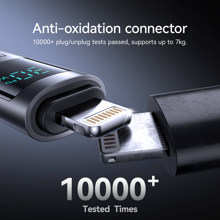 Joyroom S-A16 Pro Prism Series 30W Digital Display Fast Charging Cable | Type-C to Lightning | 1.2M | Black