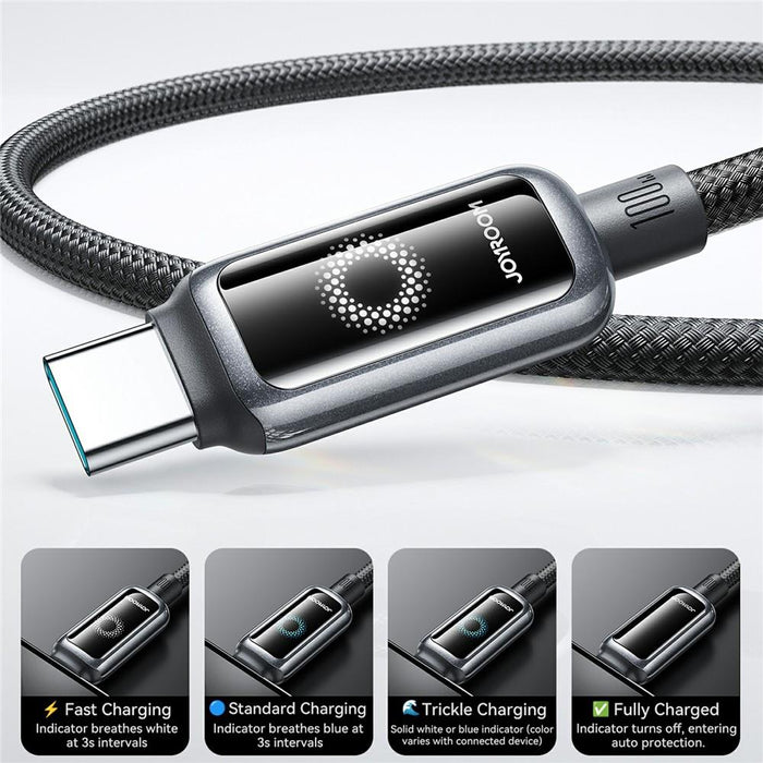 Joyroom S-A55 StarFlight Series 100W Auto Power-Off Fast Charging Cable | Type-C to Type-C | 1.2M | Black