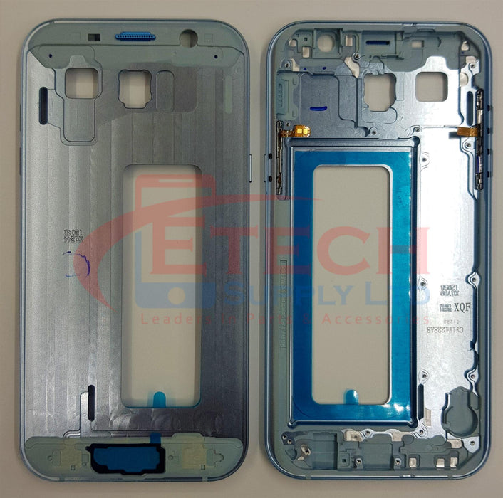 Samsung Galaxy A7 2017 A720F Replacement Mid Frame Chassis With Buttons - Blue Mist