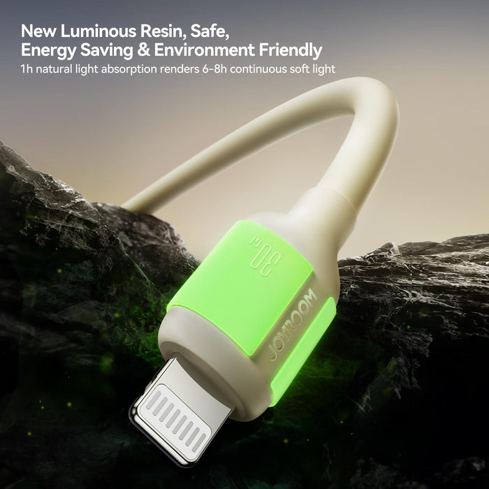 Joyroom S-A53 Fluorescent Series 30W Fast Charging Cable | Type-C to Lightning | 1.2M | Beige