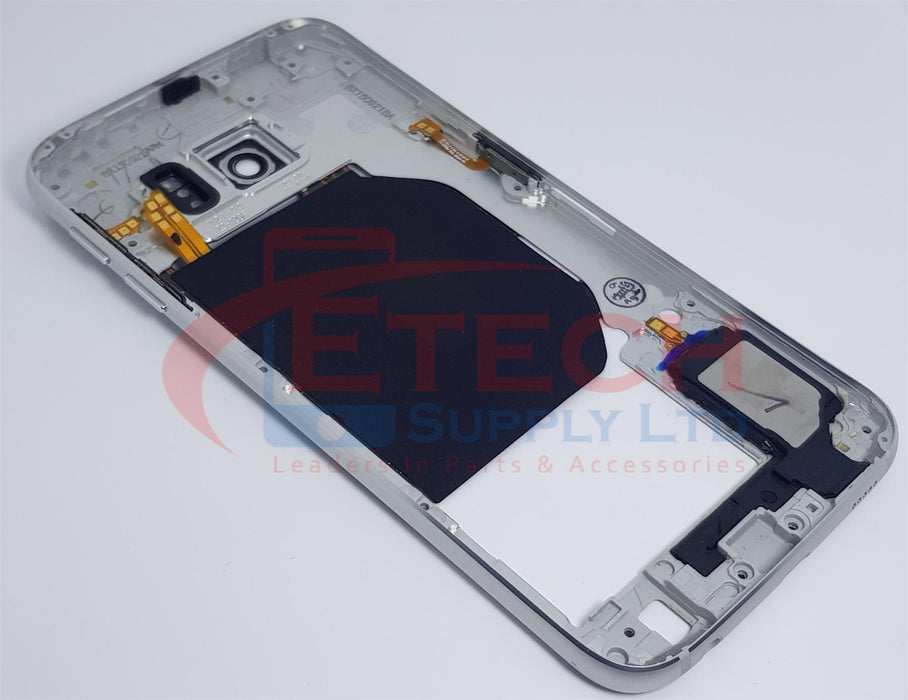 Samsung Galaxy S6 G920F Replacement Mid Frame Housing With Small Parts - White Pearl