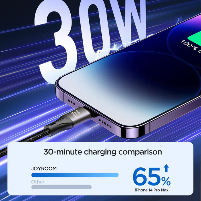 Joyroom S-A25 Light-Speed Series 30W Fast Charging Cable | Type-C to Lightning | 1.2M | Black
