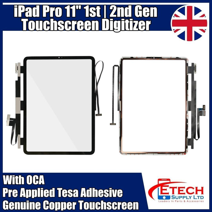 Apple iPad Pro 11" 1st | 2nd Gen Replacement Top Glass With Digitizer & OCA | Tesa Adhesive | Premium Pro | Black