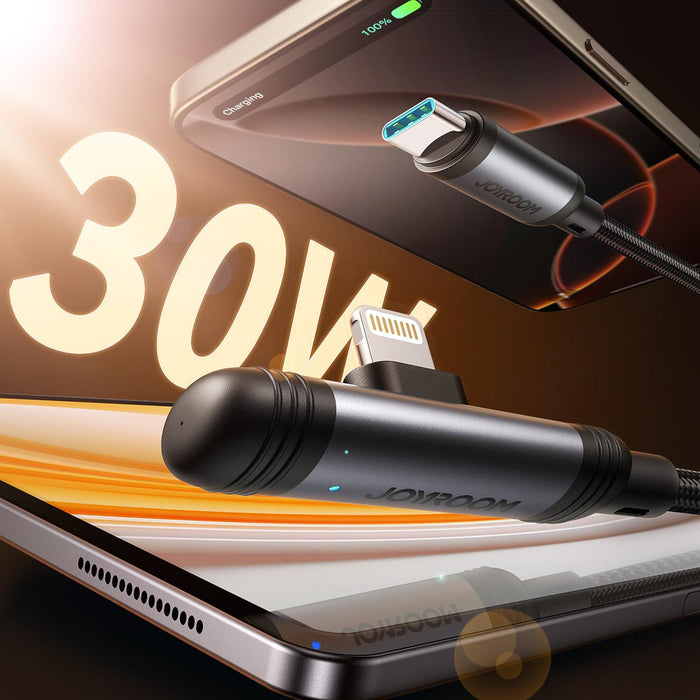 Joyroom S-A56 EnjoyX Series 30W 90 Degree Angled Fast Charging Cable | Type-C to Lightning | 1.2M | Black