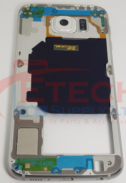 Samsung Galaxy S6 G920F Replacement Mid Frame Housing With Small Parts - White Pearl