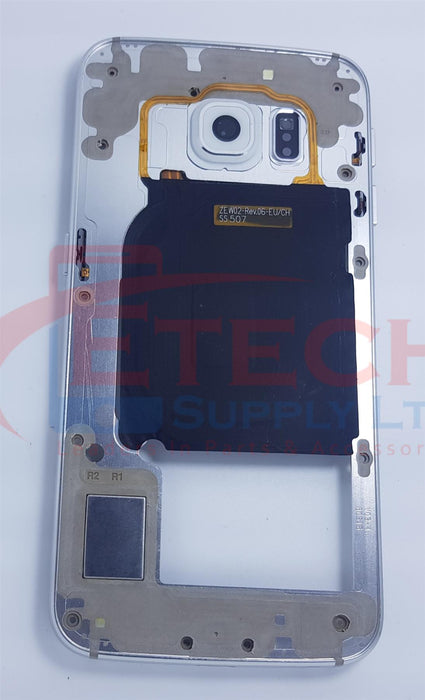 Samsung Galaxy S6 Edge G925F Replacement Mid Frame Housing With Small Parts - White Pearl
