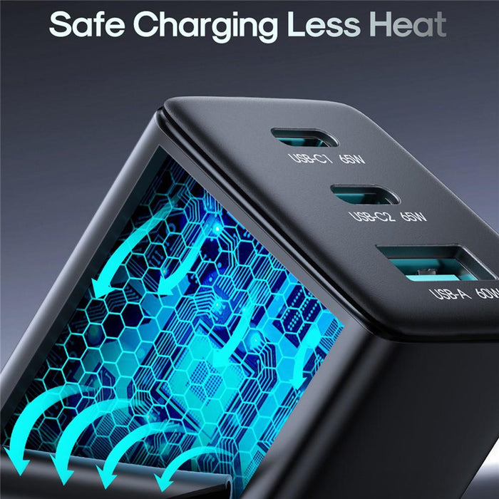Joyroom JR-TG10 65W GaN Fast Wall Charger | A14 100W Type-C to Type-C Cable | 1.2M | Black