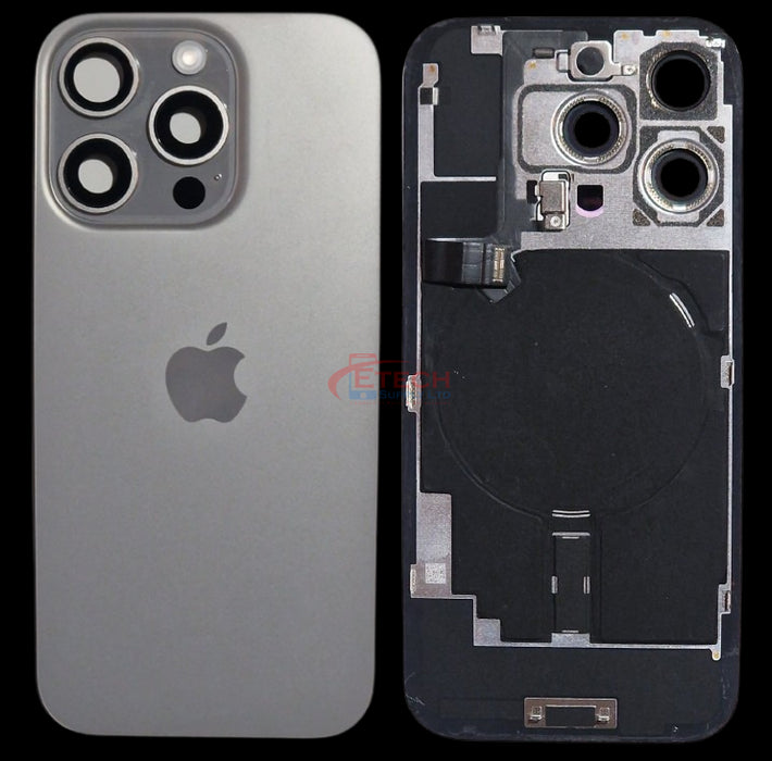 Apple iPhone 16 Pro Repalcement Back Glass | NFC - Flash Flex | MagSafe Magnets | Reclaimed | Grade A | Natural Titanium