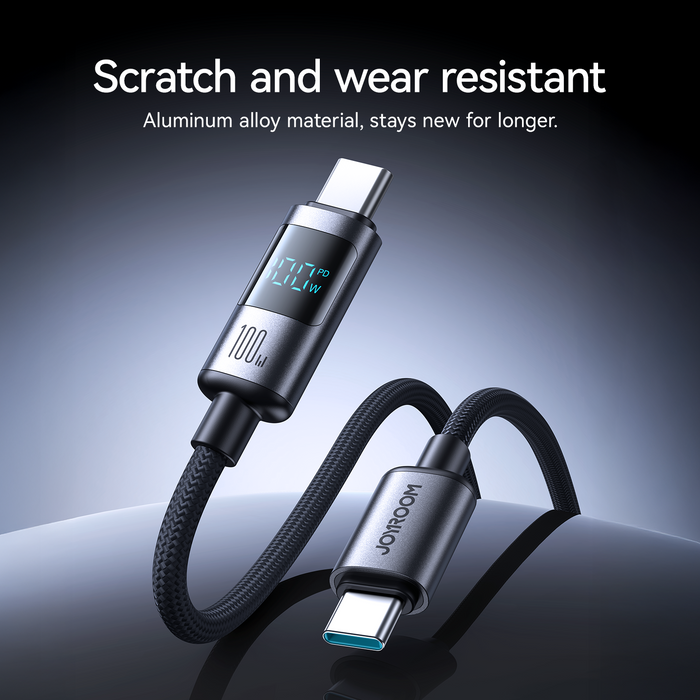 Joyroom S-A16 Pro Prism Series 100W Digital Display Fast Charging Cable | Type-C to Type-C | 1.2M | Black