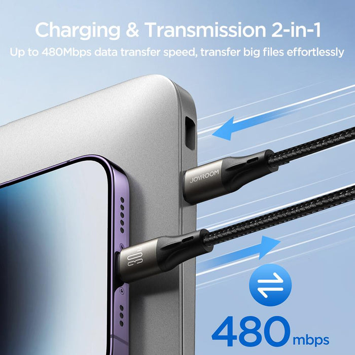 Joyroom S-A25 Light-Speed Series 30W Fast Charging Cable | Type-C to Lightning | 1.2M | Black