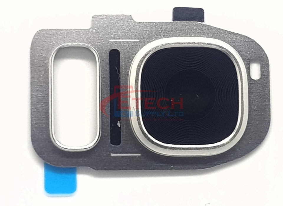 Samsung Galaxy S7 G930F / S7 Edge G935F Replacement Rear Camera Ring With Lens & Adhesive - Silver Titanium