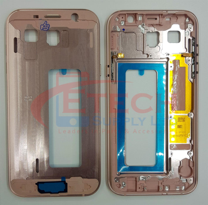 Samsung Galaxy A7 2017 A720F Replacement Mid Frame Chassis With Buttons - Peach Cloud
