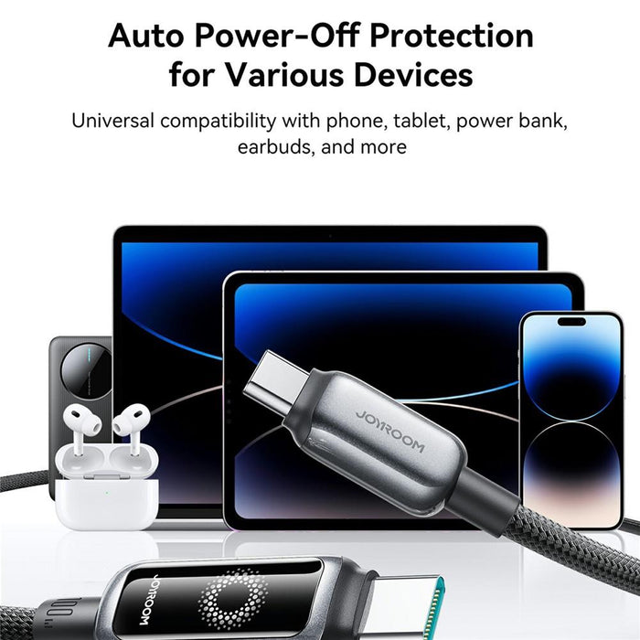 Joyroom S-A55 StarFlight Series 100W Auto Power-Off Fast Charging Cable | Type-C to Type-C | 1.2M | Black