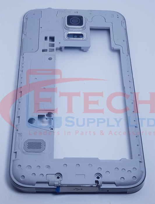 Samsung Galaxy S5 G900F Replacement Mid Frame Housing With Small Parts - Silver