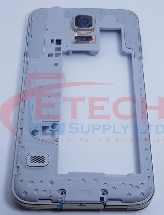 Samsung Galaxy S5 G900F Replacement Mid Frame Housing With Small Parts - Gold