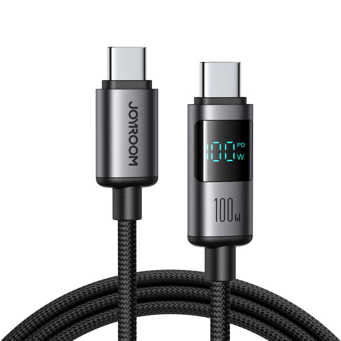 Joyroom S-A16 Pro Prism Series 100W Digital Display Fast Charging Cable | Type-C to Type-C | 1.2M | Black