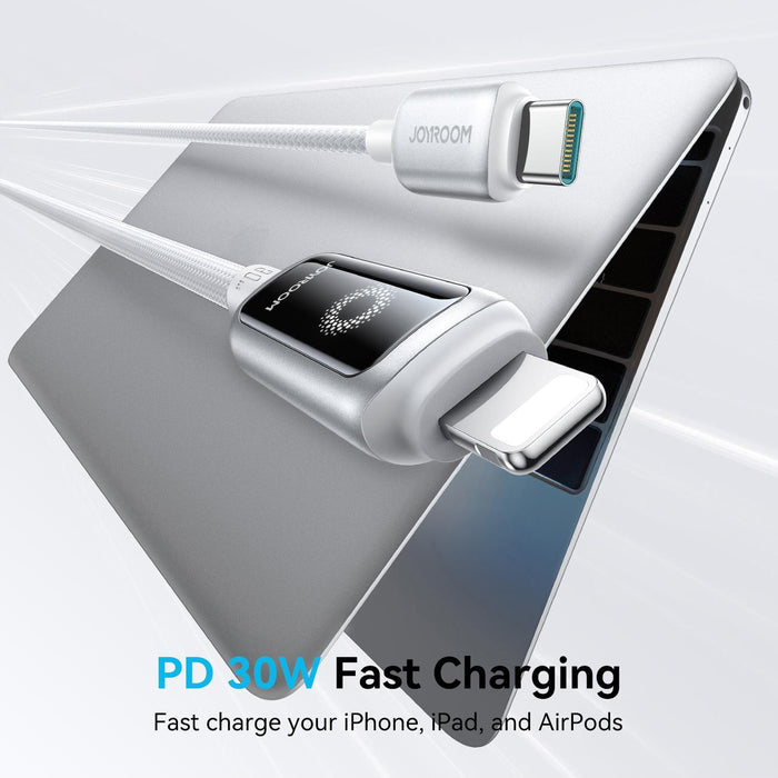 Joyroom S-A55 StarFlight Series 30W Auto Power-Off Fast Charging Cable | Type-C to Lightning | 1.2M | White