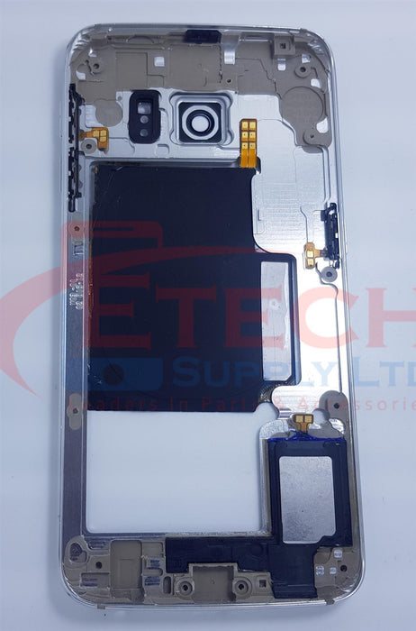Samsung Galaxy S6 Edge G925F Replacement Mid Frame Housing With Small Parts - White Pearl