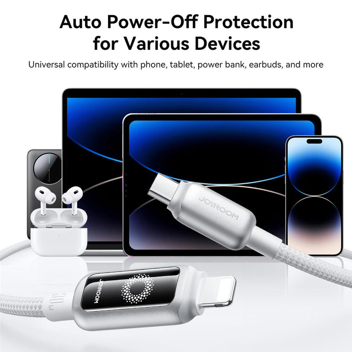 Joyroom S-A55 StarFlight Series 30W Auto Power-Off Fast Charging Cable | Type-C to Lightning | 1.2M | White