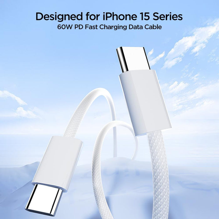 Joyroom S-A45 Ben Series 60W Braided Fast Charging Cable | Type-C to Type-C | 1M | White