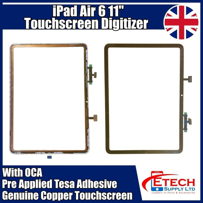 Apple iPad Air 6 | 11" | 2024 | Replacement Top Glass With Digitizer & OCA | Tesa Adhesive | Premium Pro | Black