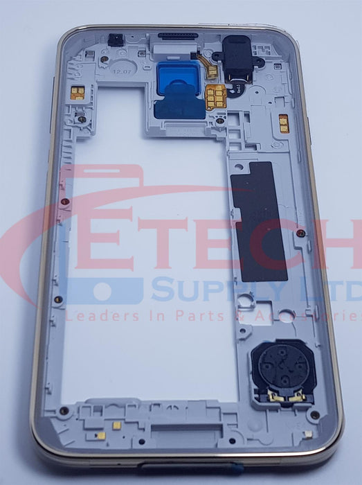 Samsung Galaxy S5 G900F Replacement Mid Frame Housing With Small Parts - Gold