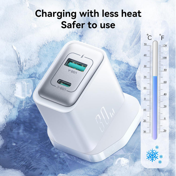 Joyroom JR-TCF15 30W Dual Port USB A + USB C Fast Wall Charger  | White