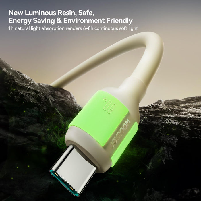 Joyroom S-A53 Fluorescent Series 60W Fast Charging Cable | Type-C to Type-C | 1.2M | Beige