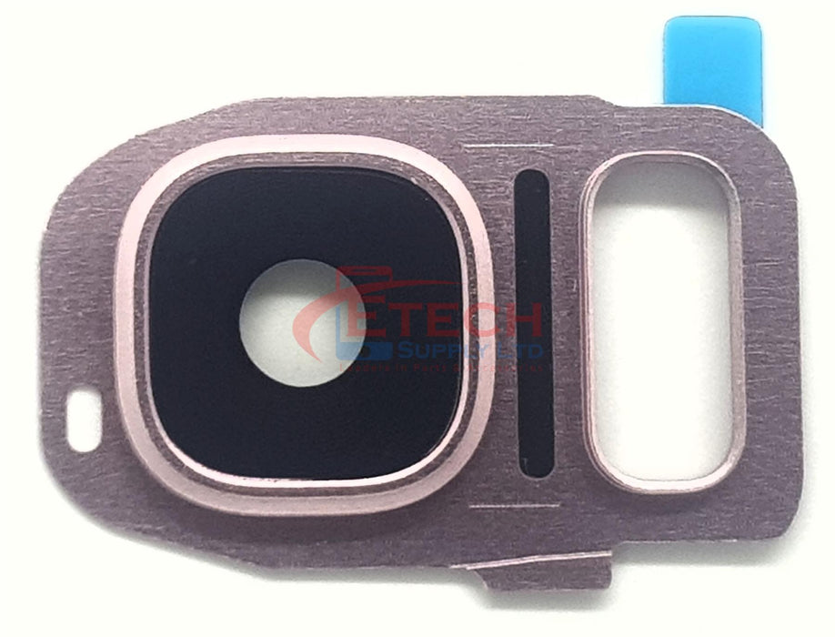 Samsung Galaxy S7 G930F / S7 Edge G935F Replacement Rear Camera Ring With Lens & Adhesive - Pink Gold