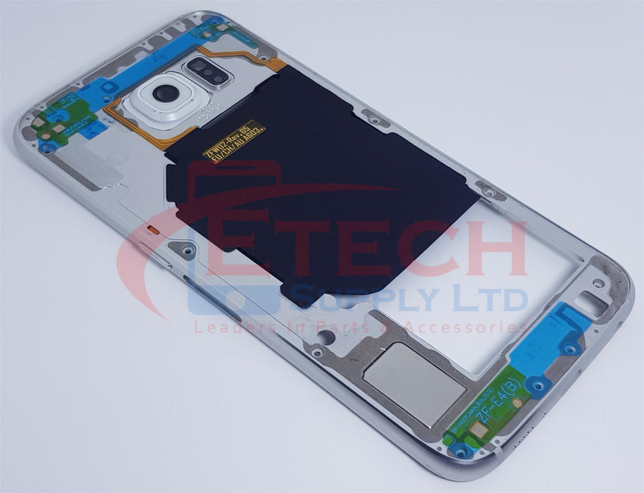 Samsung Galaxy S6 G920F Replacement Mid Frame Housing With Small Parts - White Pearl